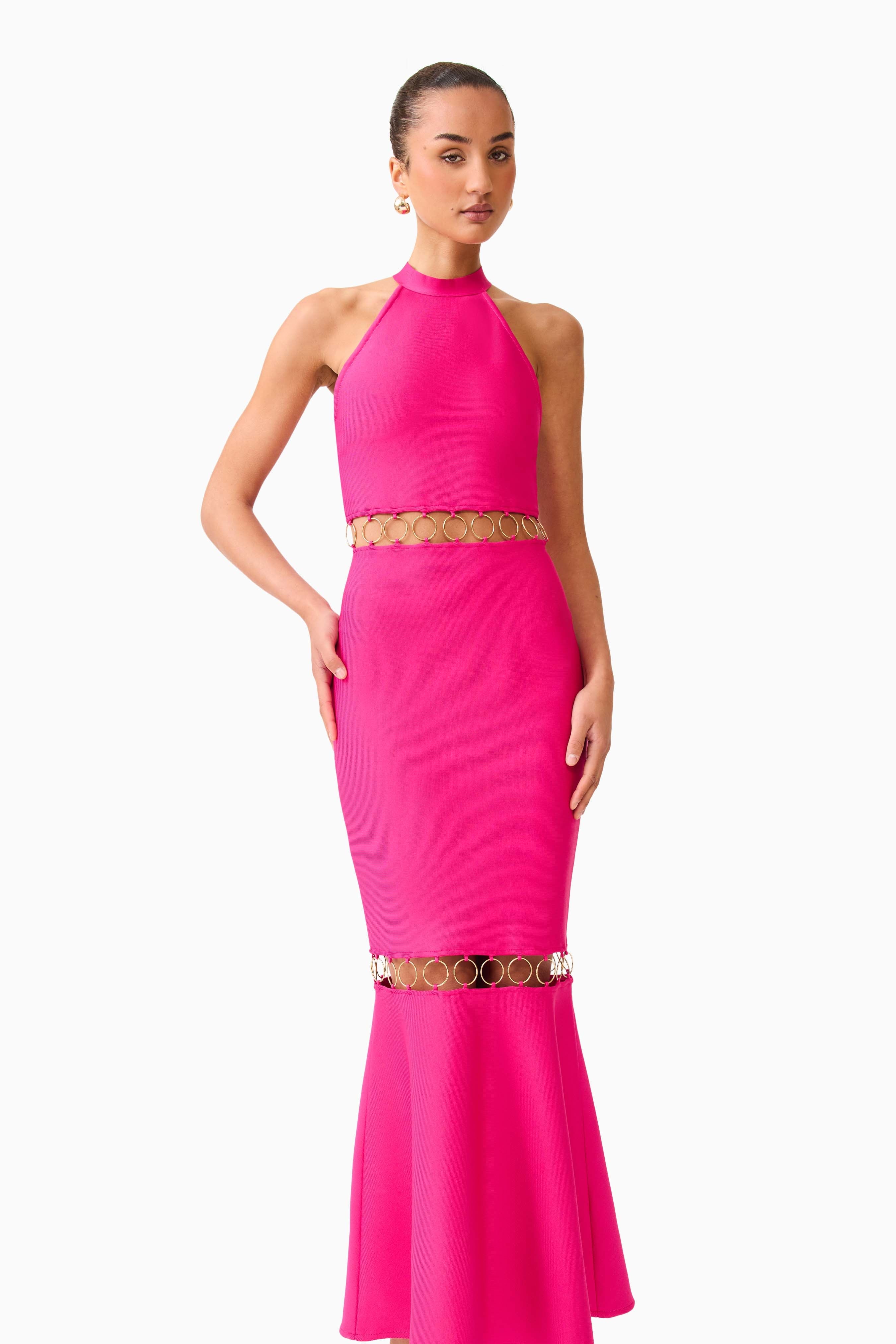 Naomi Halter Gown in Raspberry Pink