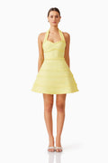 Katlyn Halter Mini Dress in Yellow