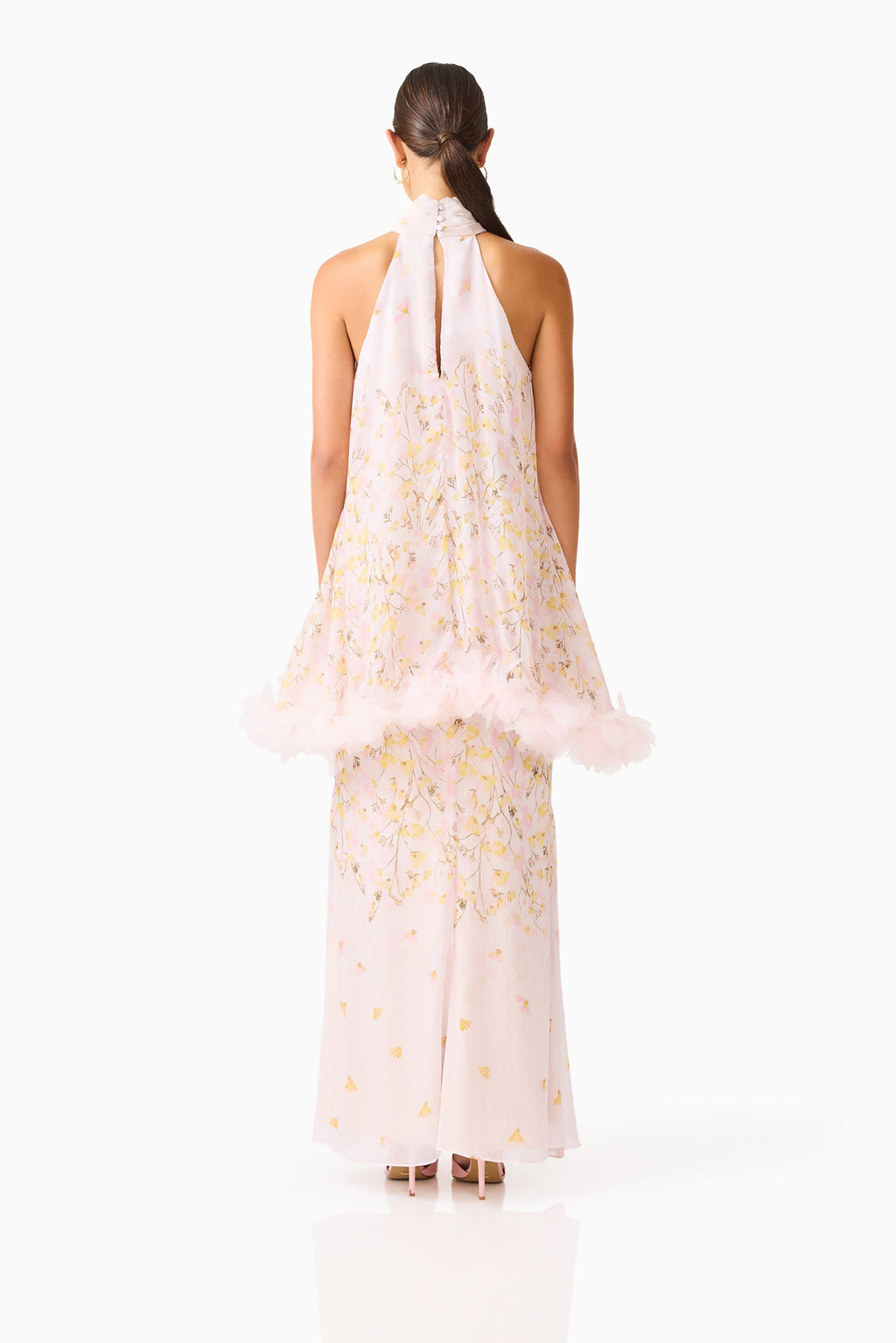 Tulsia Floral Cape Maxi Dress in Pink