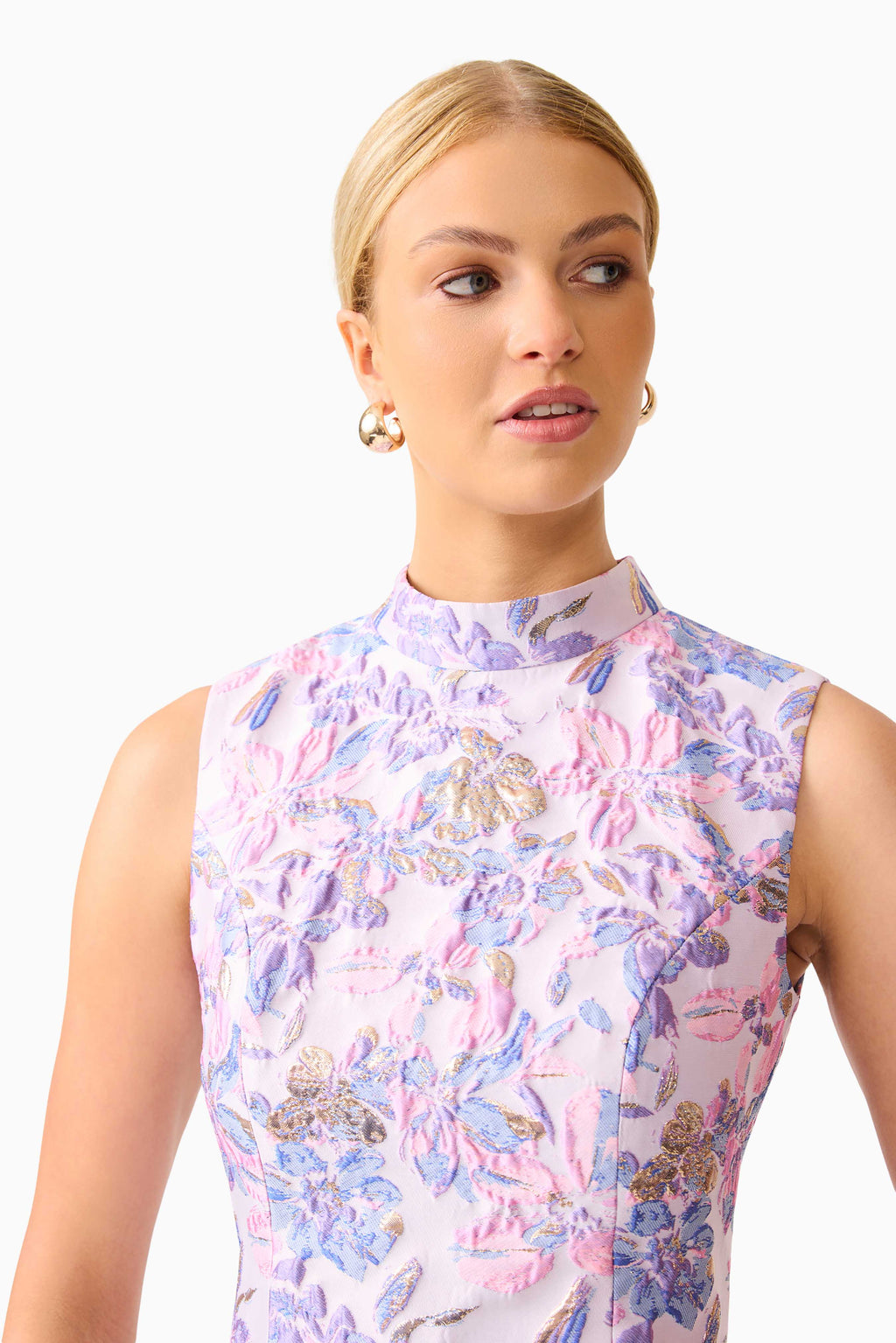 Marlene Shift Mini Dress in Pink & Purple Floral