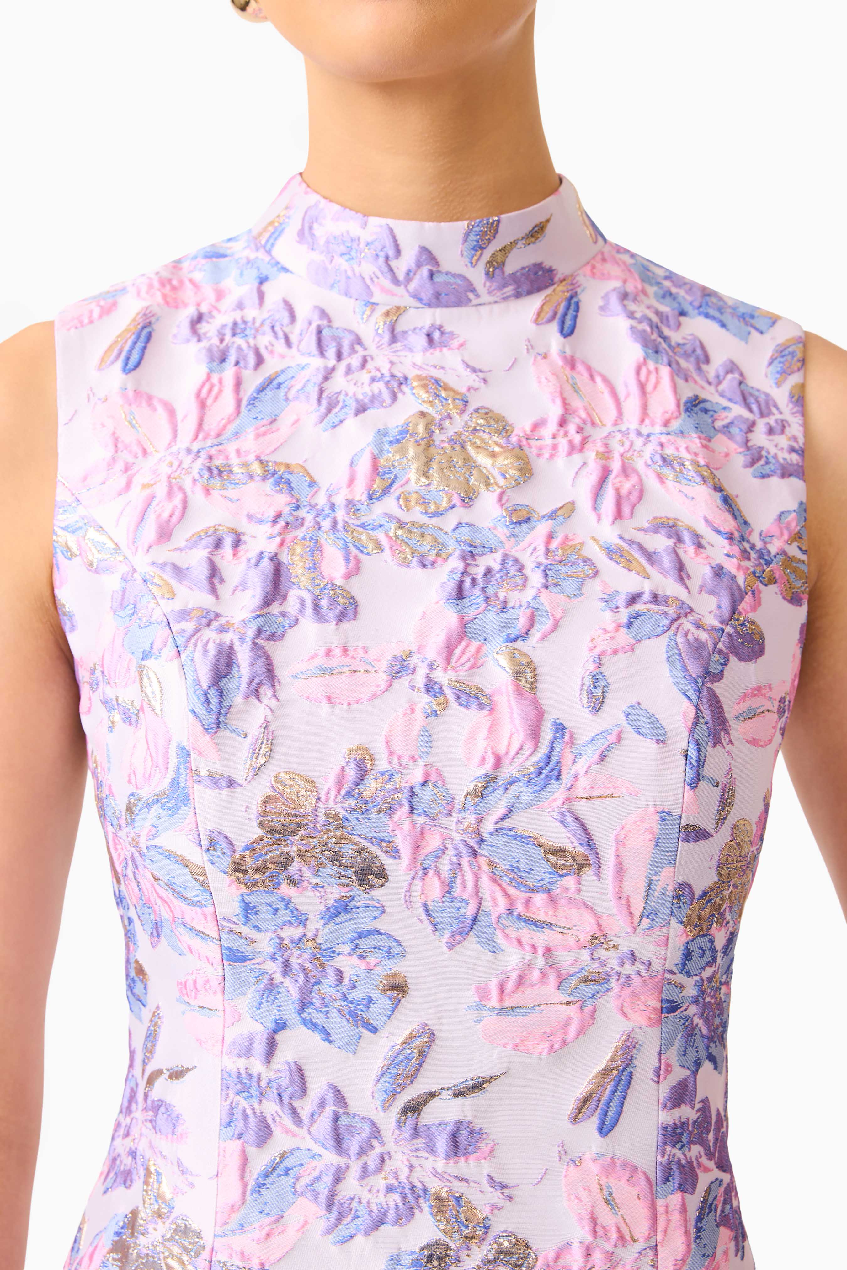 Marlene Shift Mini Dress in Pink & Purple Floral