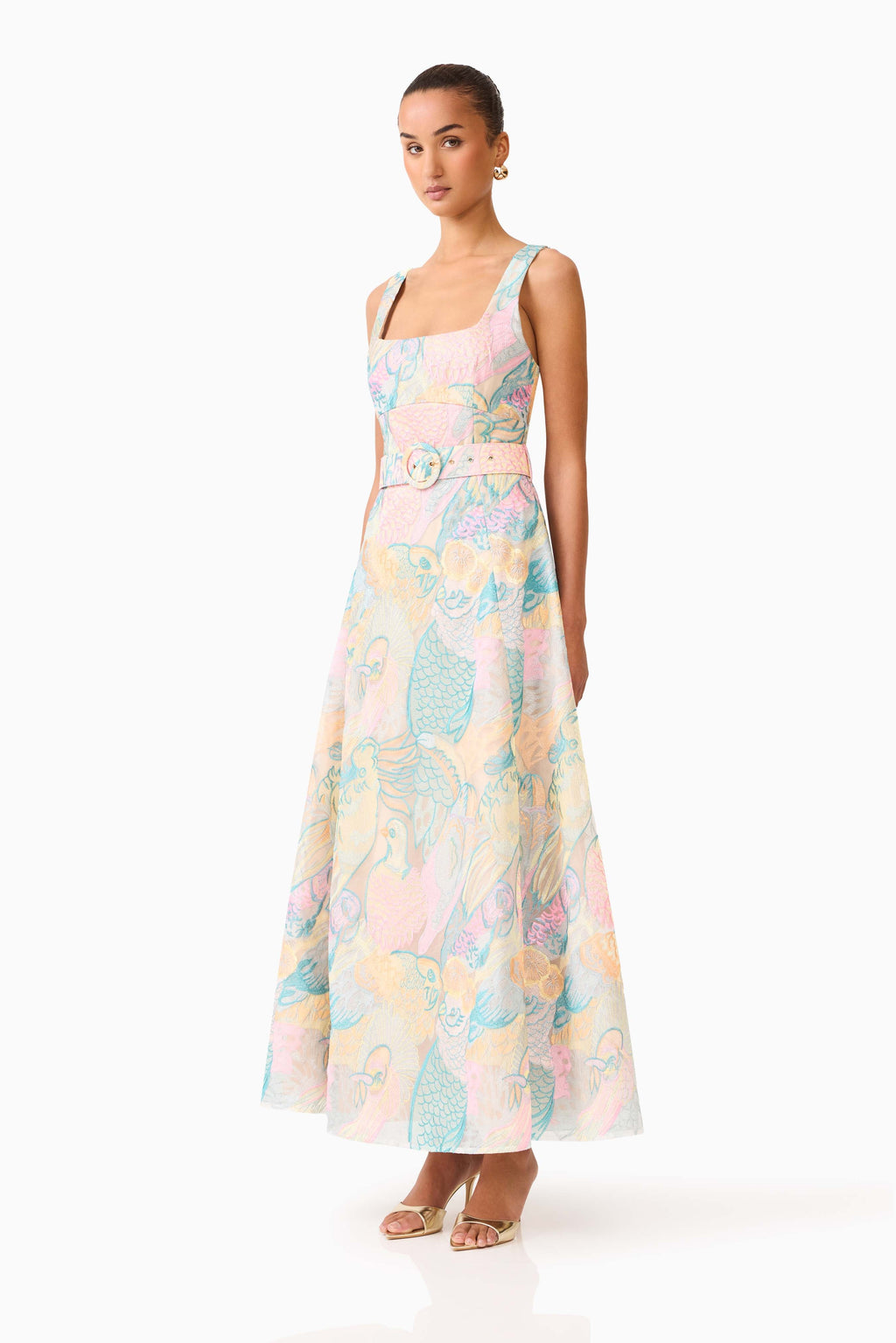 Taliah A-Line Gown in Blue Multi