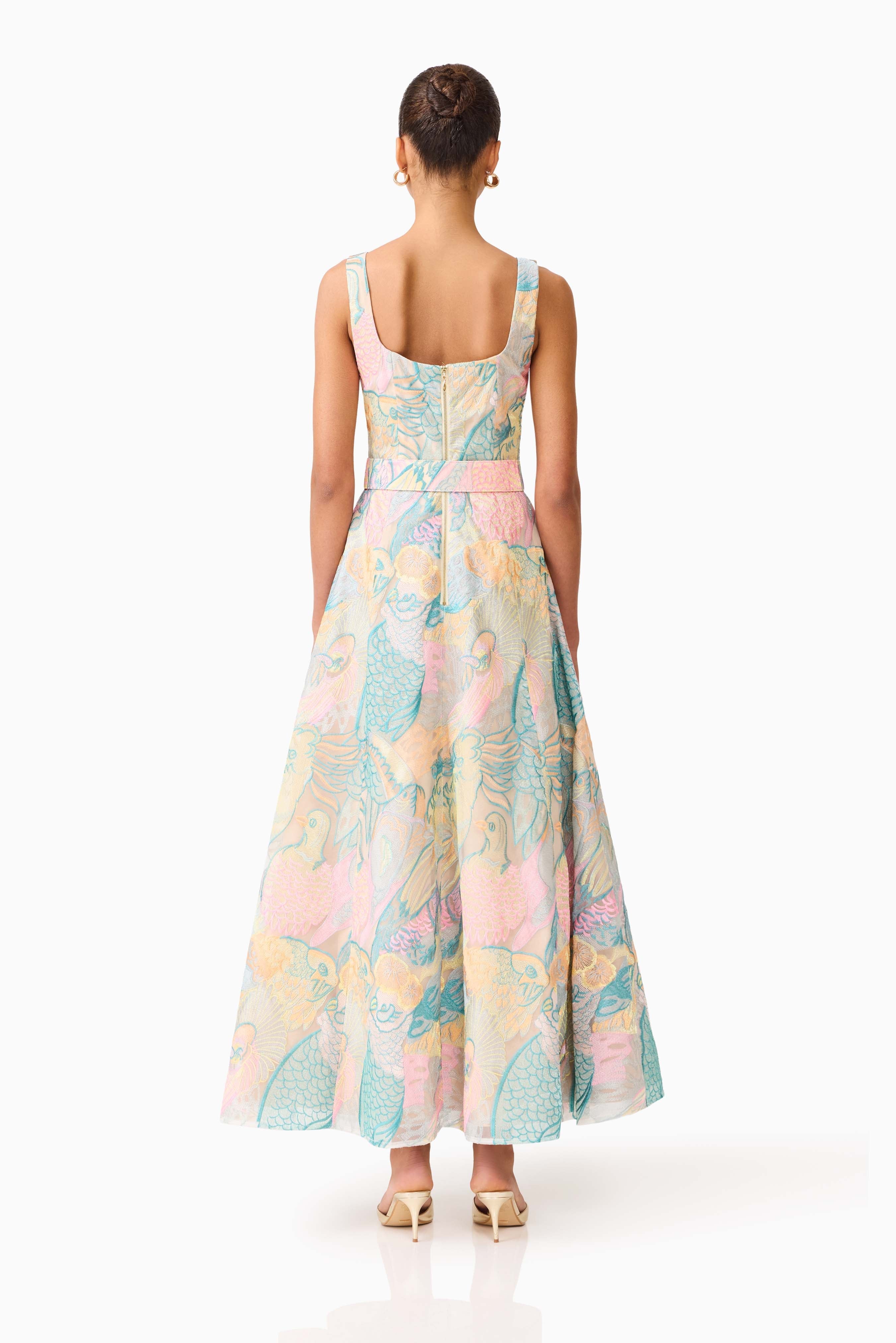 Taliah A-Line Gown in Blue Multi