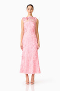 Monique Floral Applique Midi in Pink