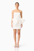 Elysie Bow Mini Dress in White