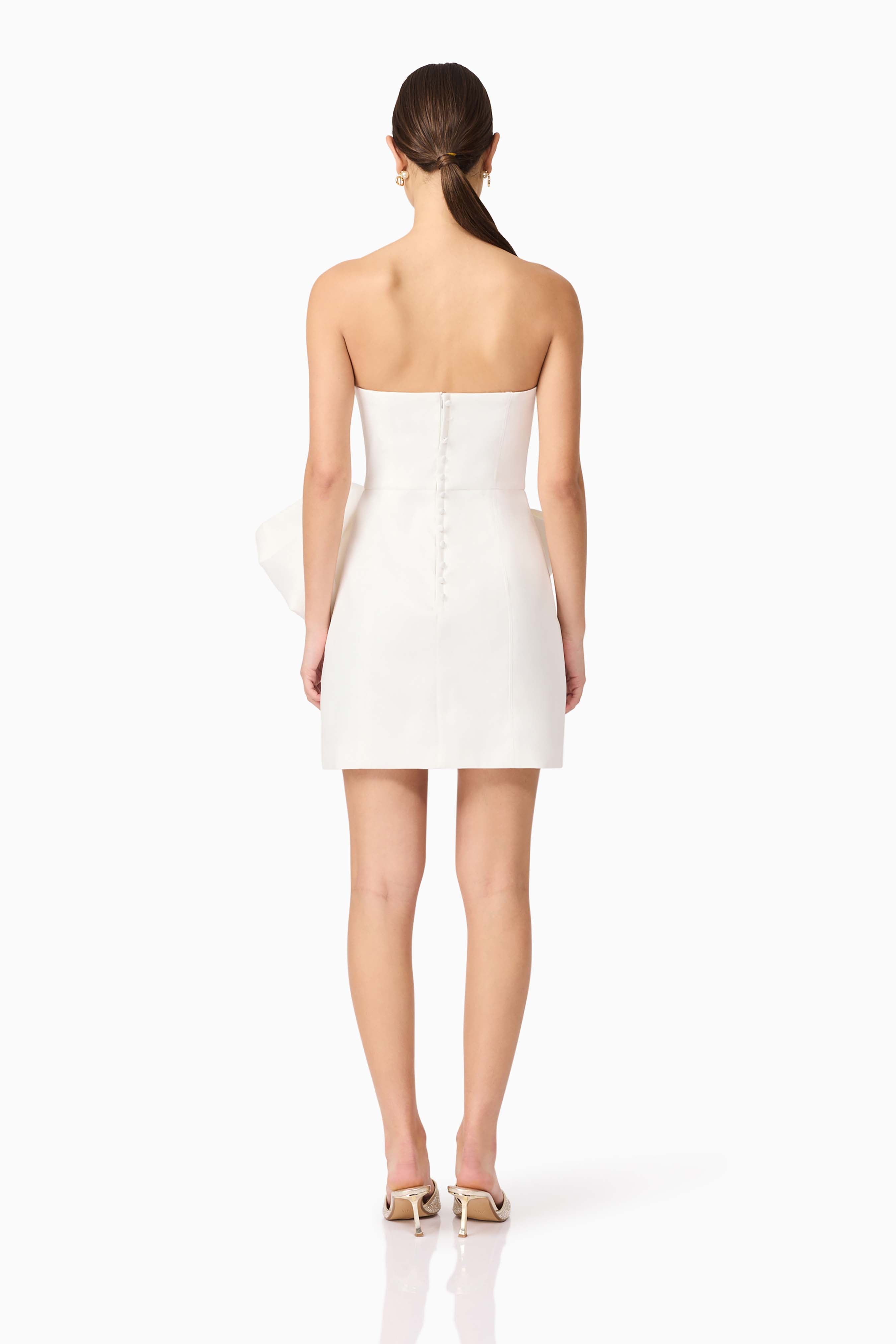 Elysie Bow Mini Dress in White