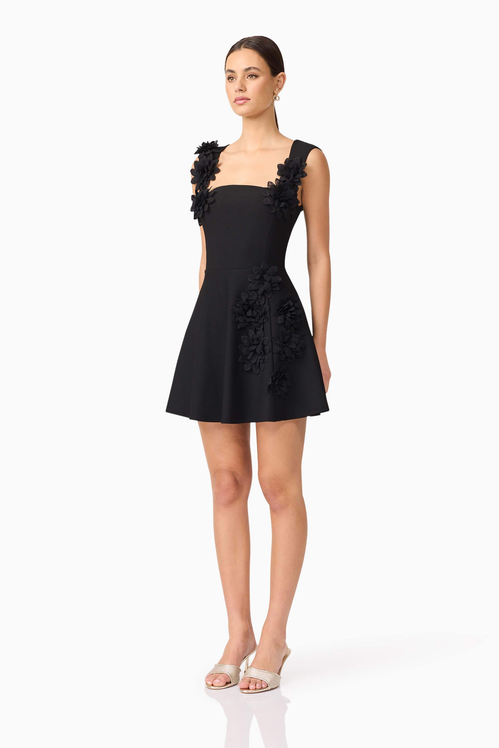 Jada Floral Mini Dress in Black