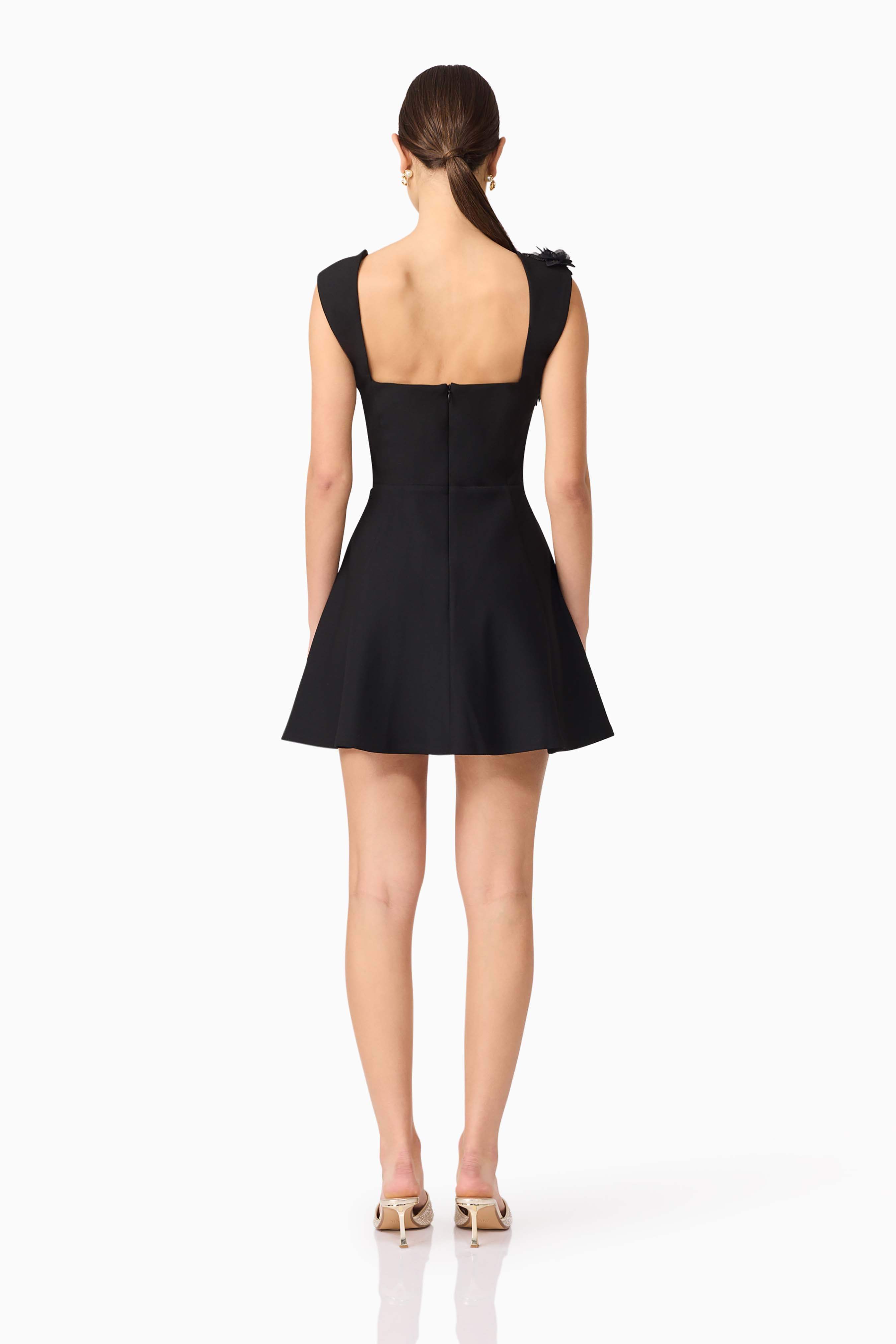 Jada Floral Mini Dress in Black
