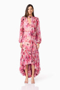 Evalina Long Sleeve Maxi Dress in Pink