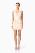 Livia V Neck Mini Dress in Yellow