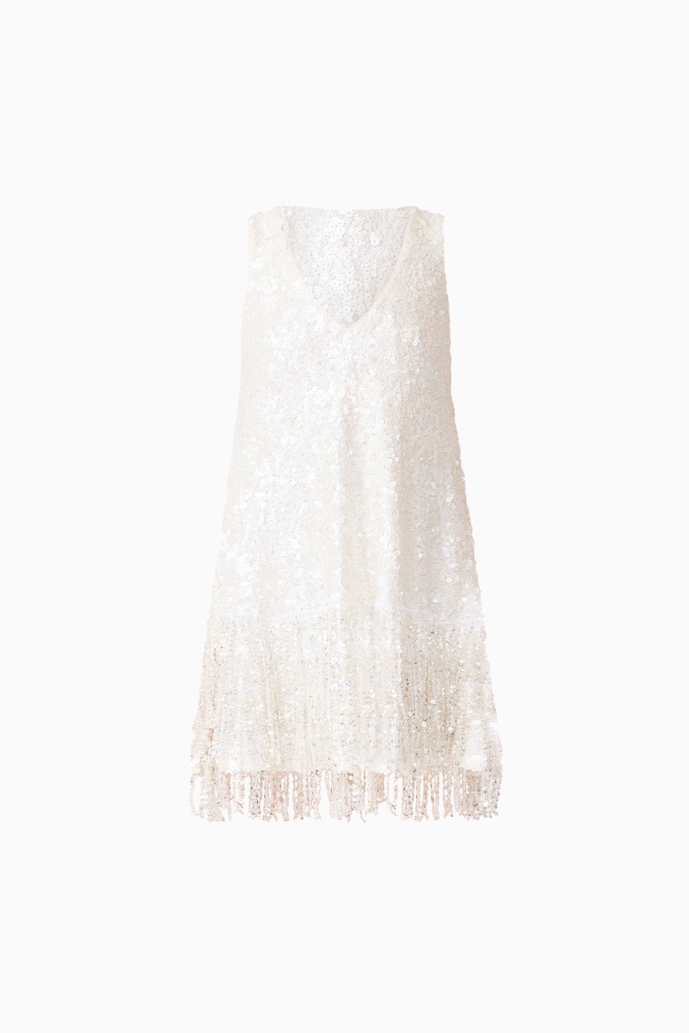 Alessia Embellished Shift Mini Dress in White