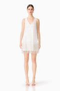 Alessia Embellished Shift Mini Dress in White