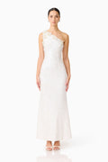 Alessia Embellished One Shoulder Gown in White