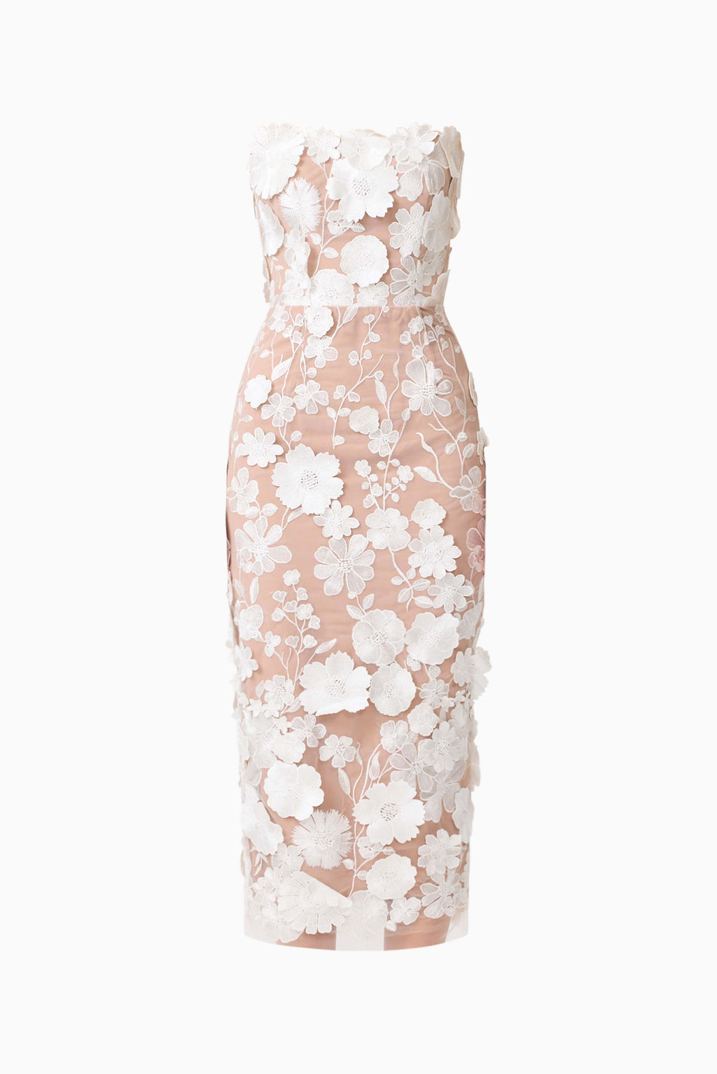 Helena Strapless Midi Dress In White