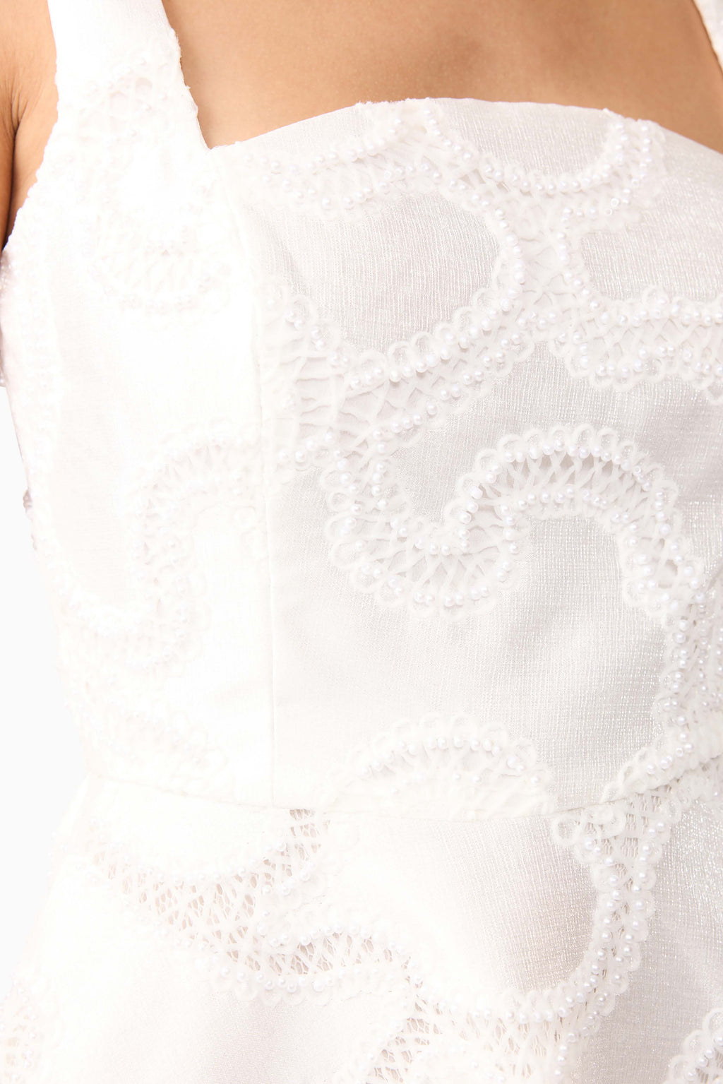 Elara Beaded Mini Dress in White