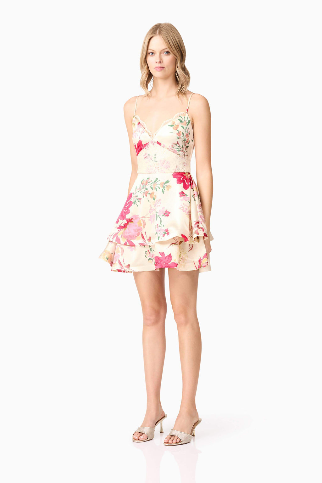 Rosalina Tiered Mini Dress in Floral