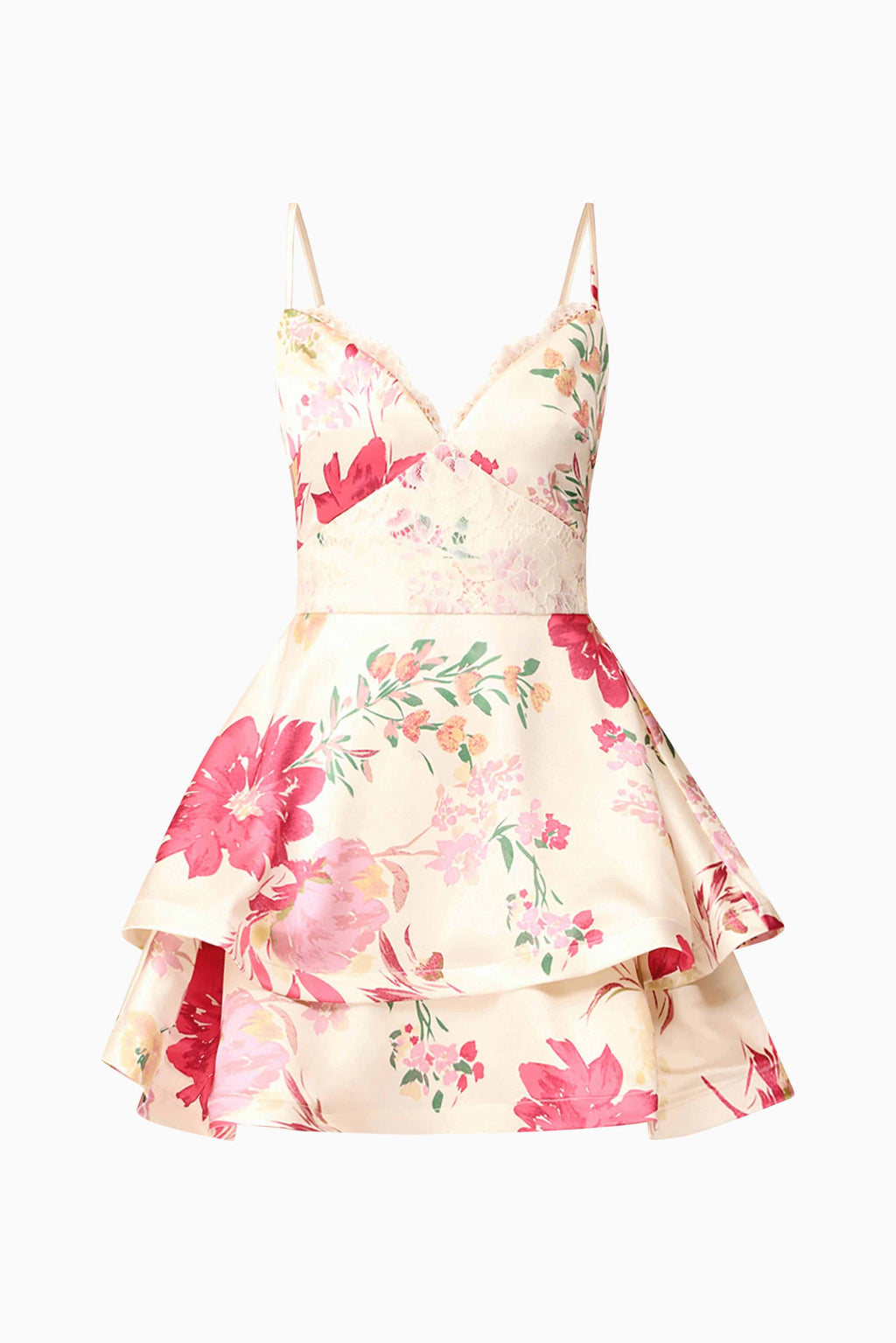 Rosalina Tiered Mini Dress in Floral
