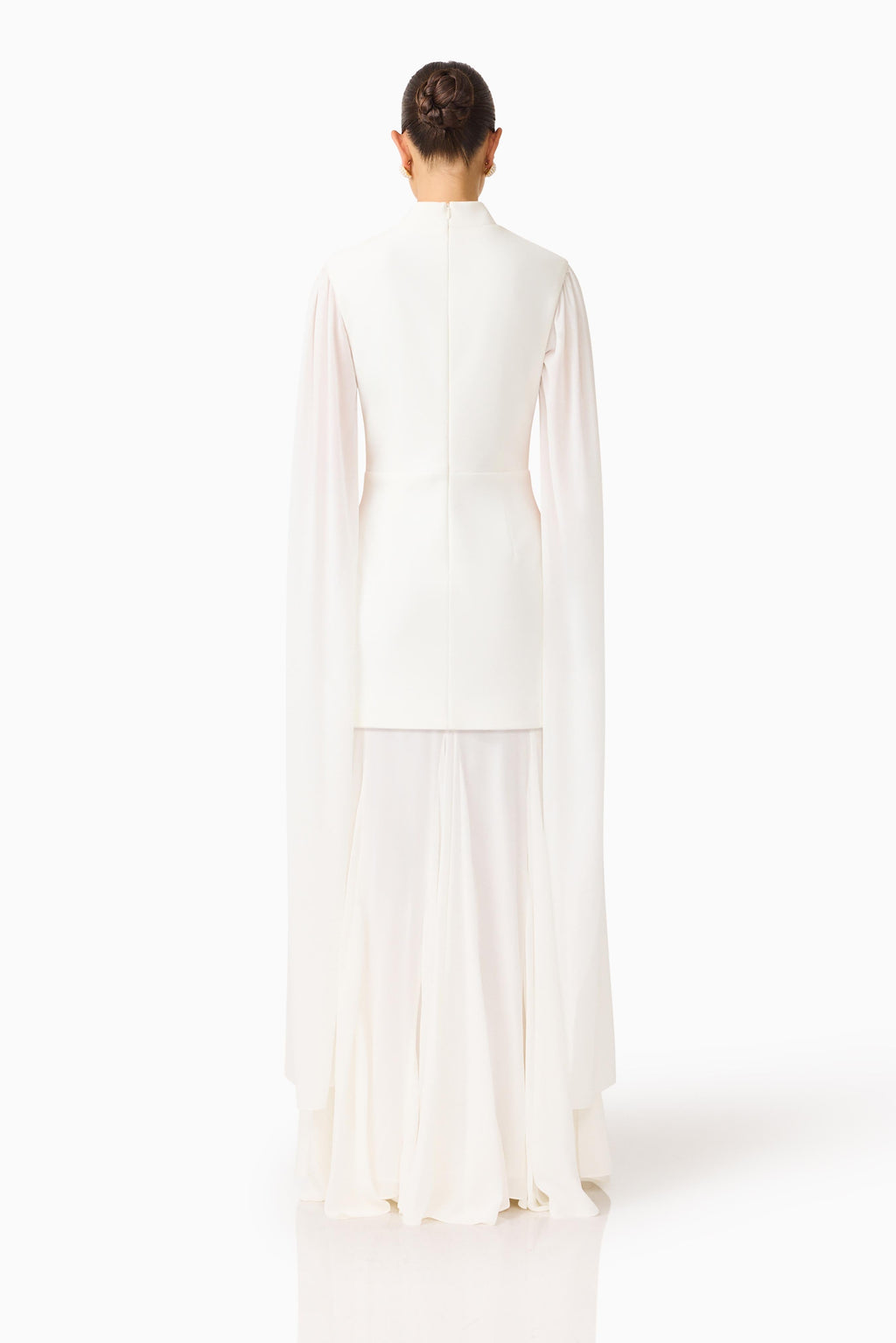 Odelia Cape Sleeve Gown in White