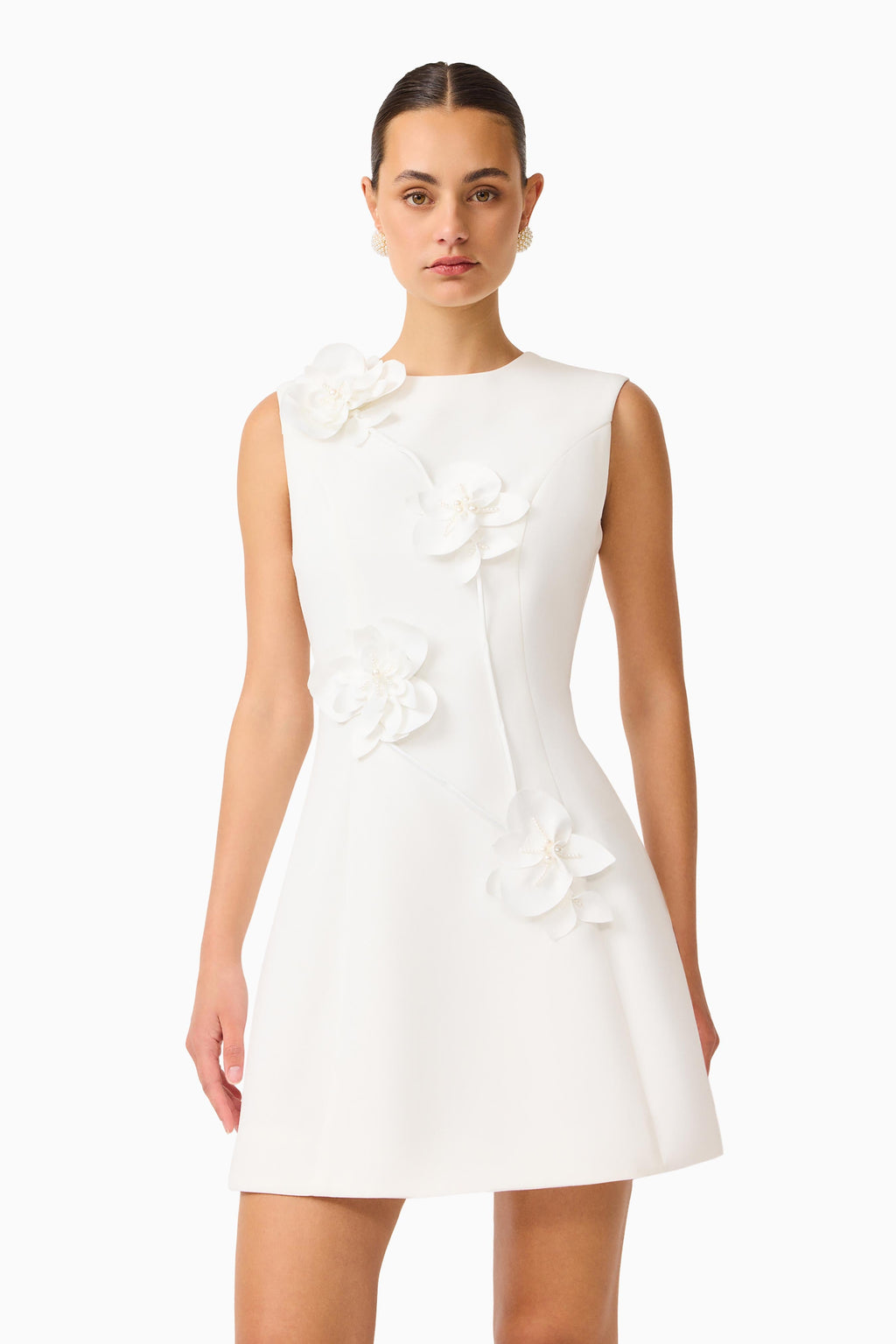 Reina Applique Mini Dress Dress White