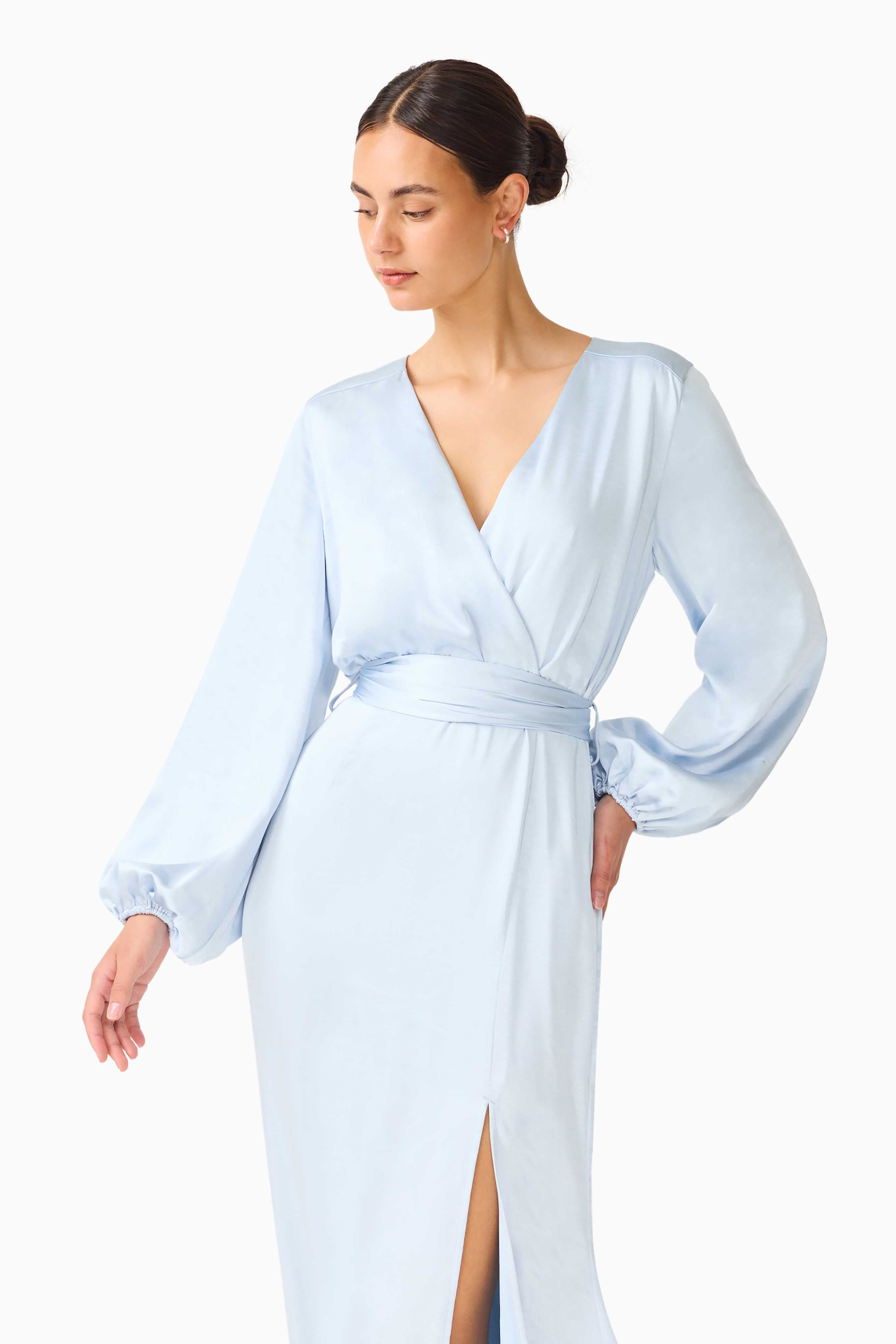 Kai Long Sleeve Maxi Dress in Pale Blue