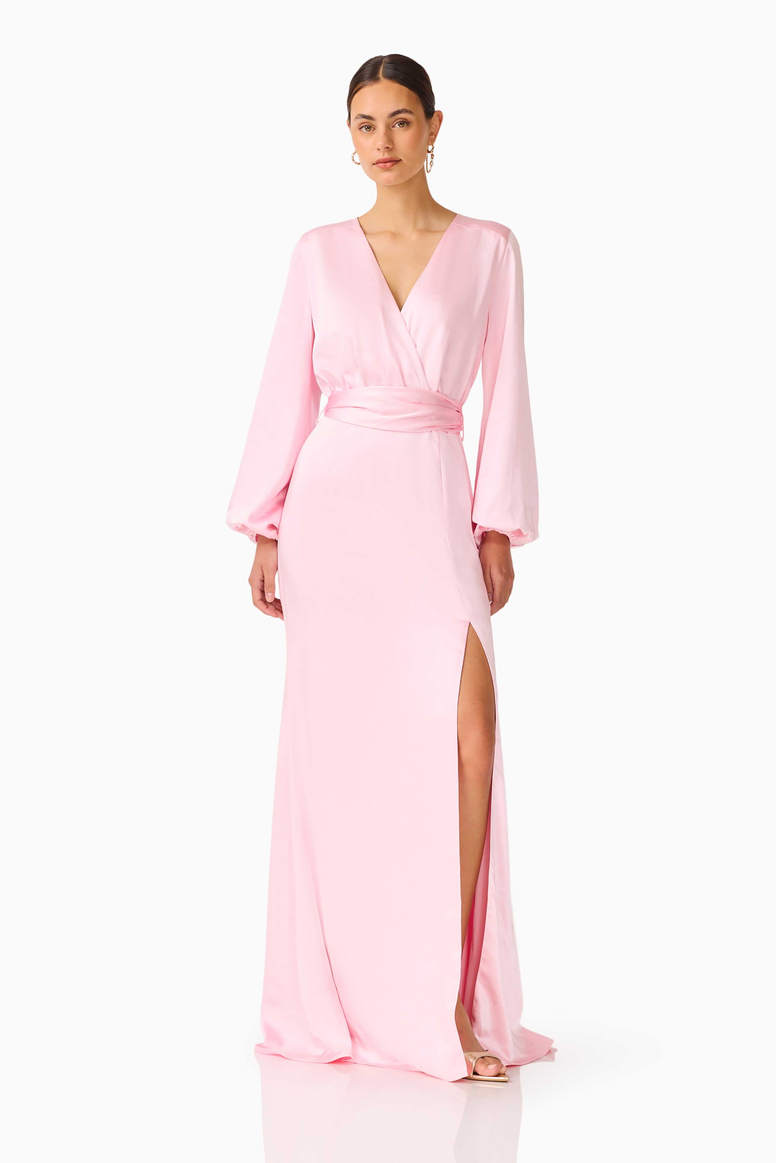 Kai Long Sleeve Maxi Dress in Pale Pink