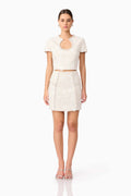 Ellouise Embellished Tweed Set in White