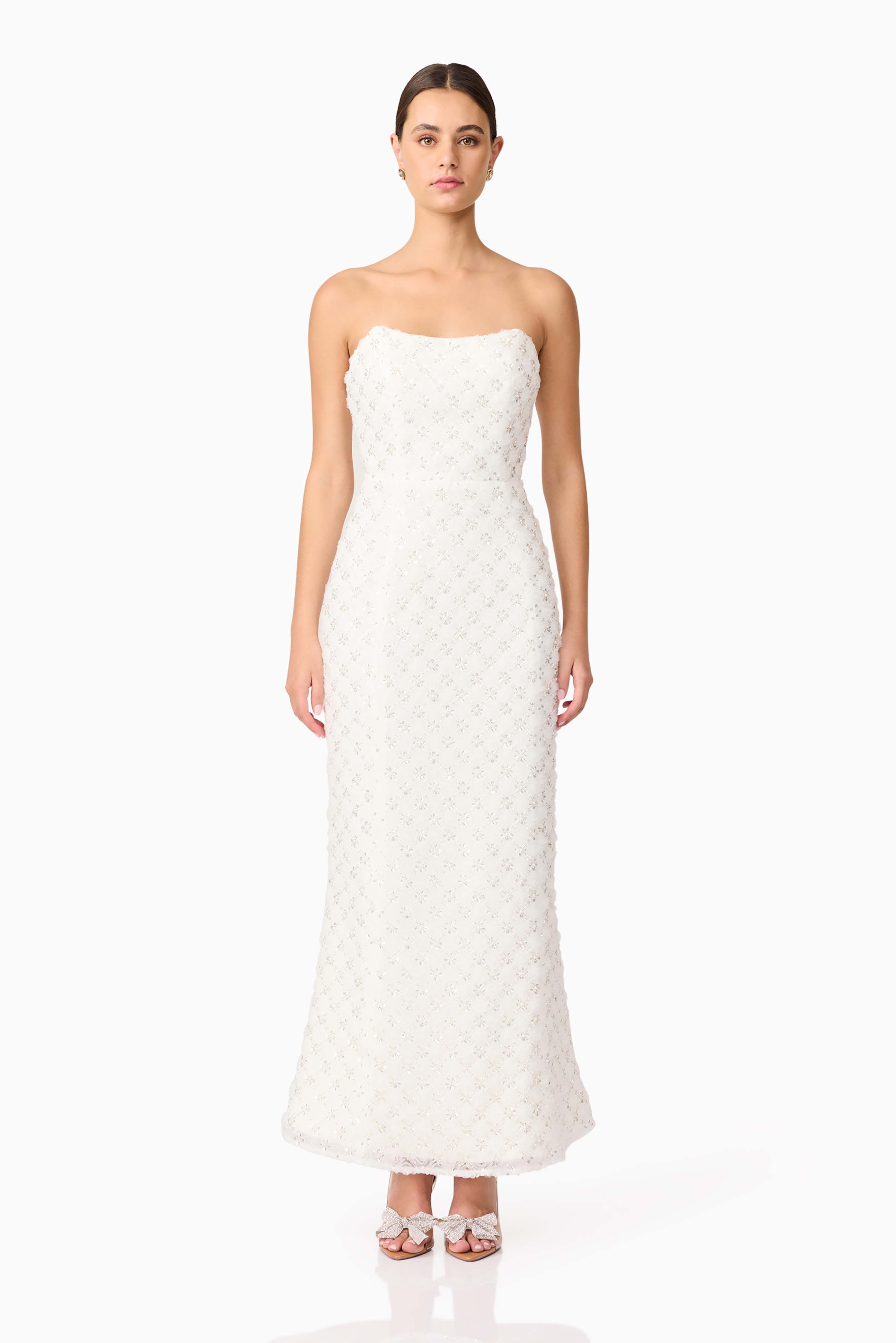 Lola Strapless Gown in White