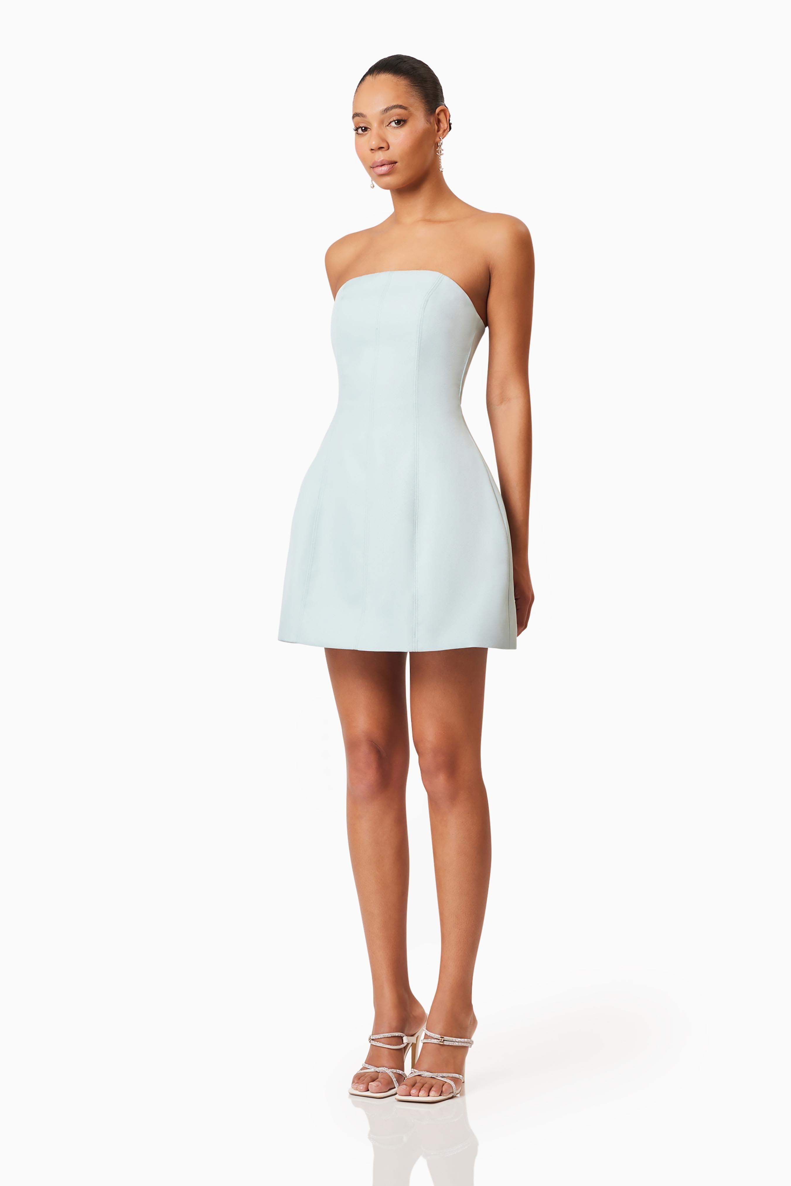 Geranium Strapless Party Dress In Blue