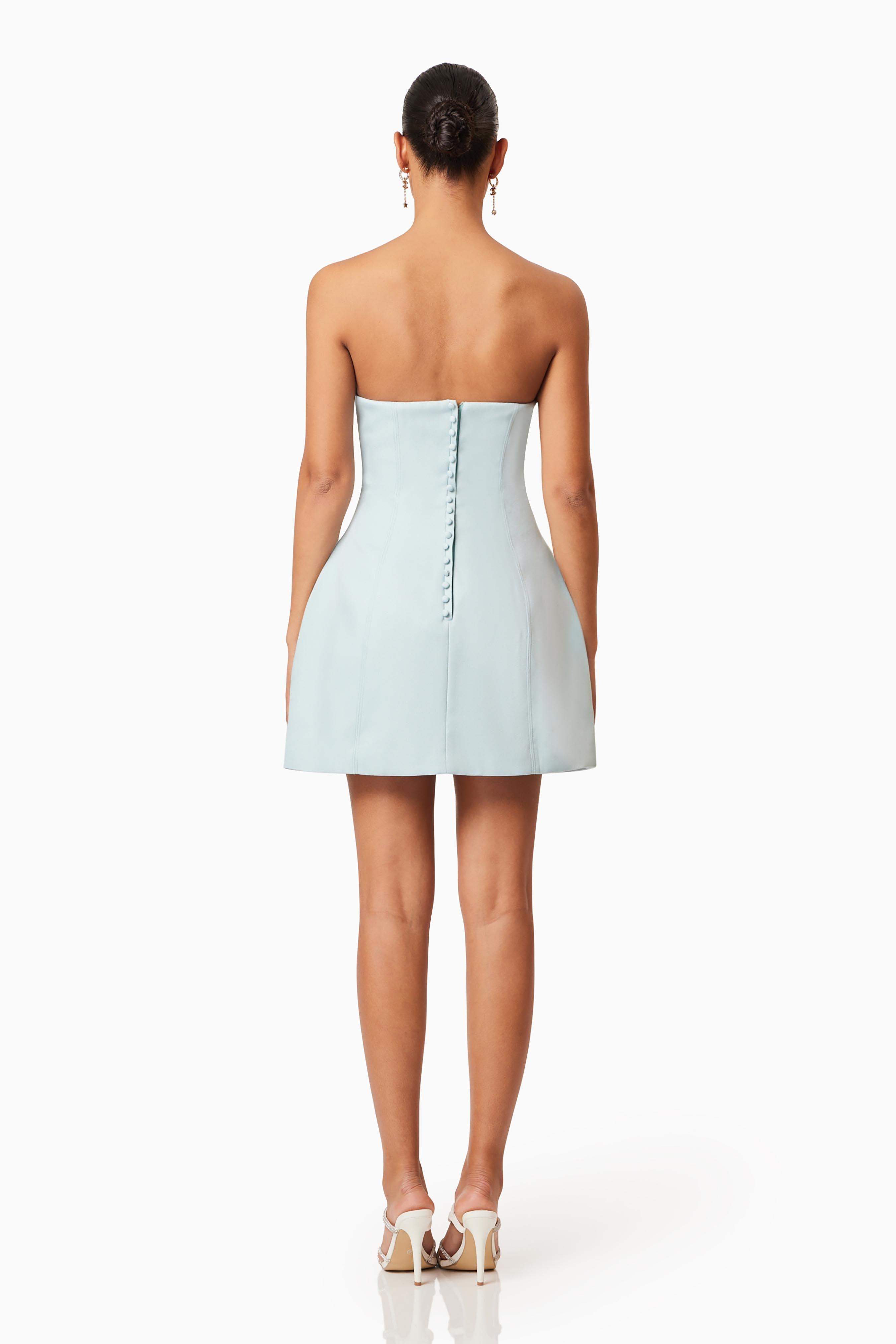 Geranium Strapless Party Dress In Blue