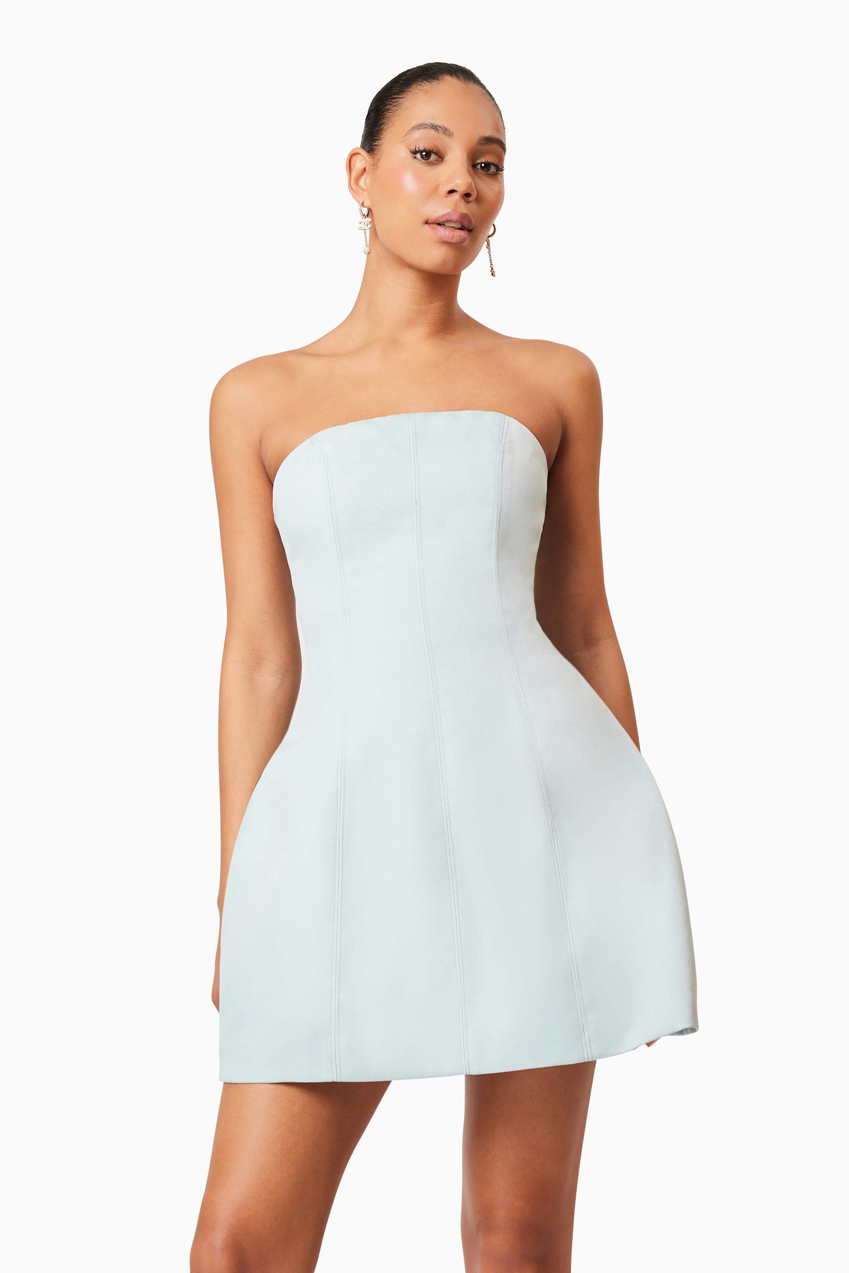 Geranium Strapless Party Dress In Blue