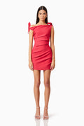 Kimberly Tie Mini Dress in Red