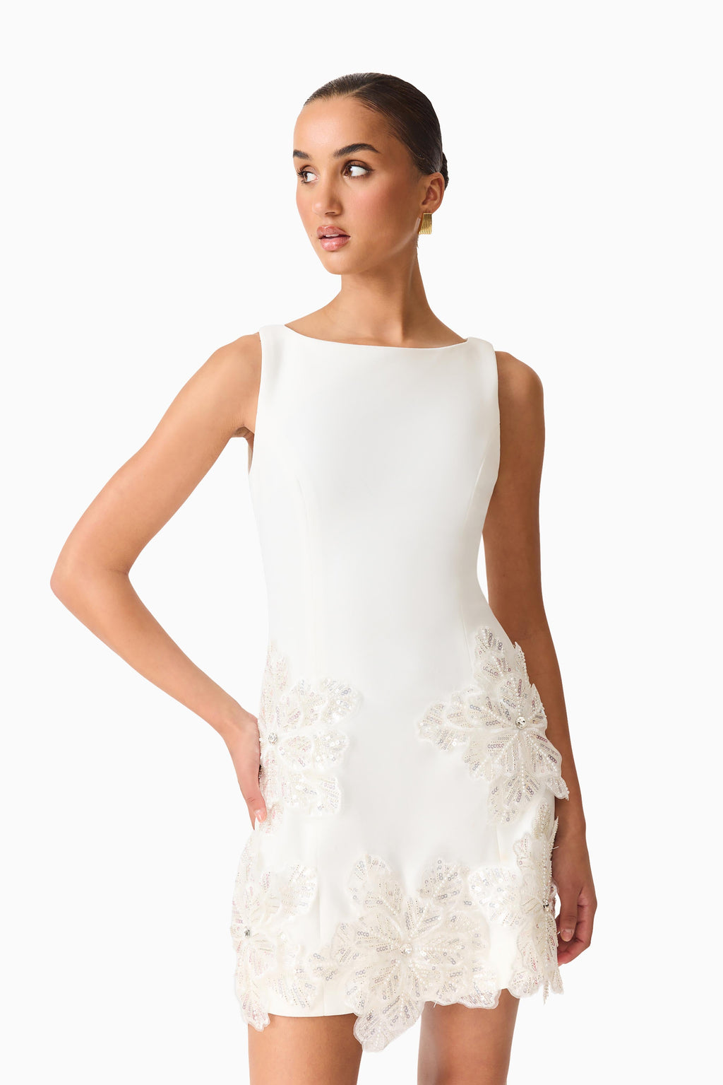 Skye Embellished Mini Dress in White