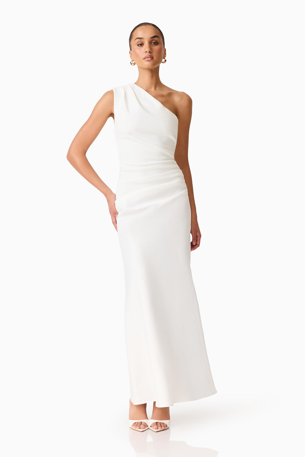 Skye One Shoulder Gown in White