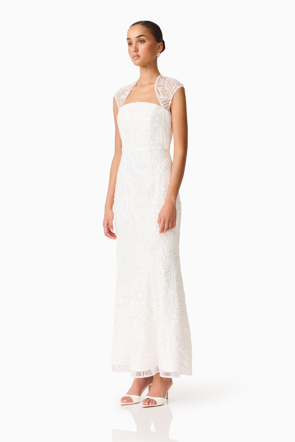 Daelia Embellished Gown White