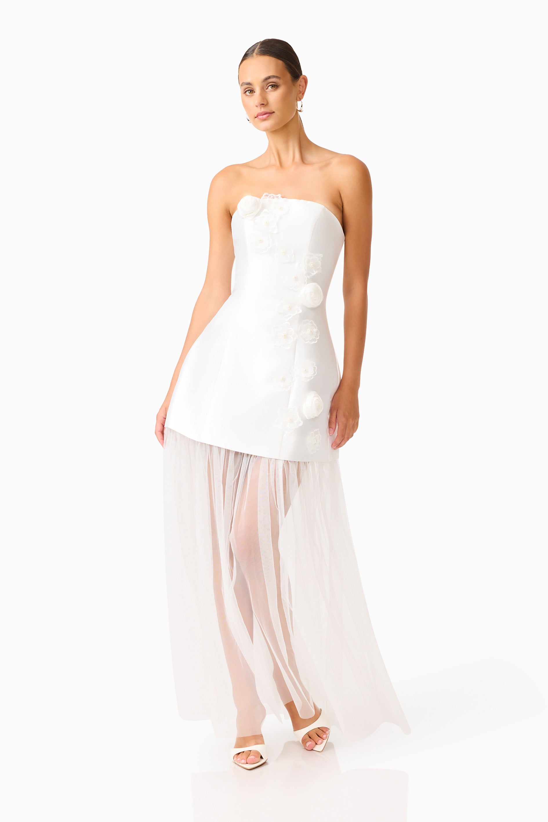Oleander Strapless Maxi Dress In White