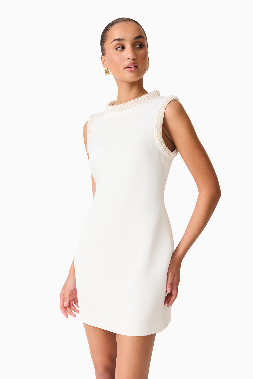 Sia Shift Mini Dress in White