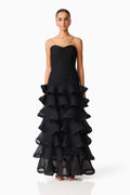 Evelin Tiered Gown in Black