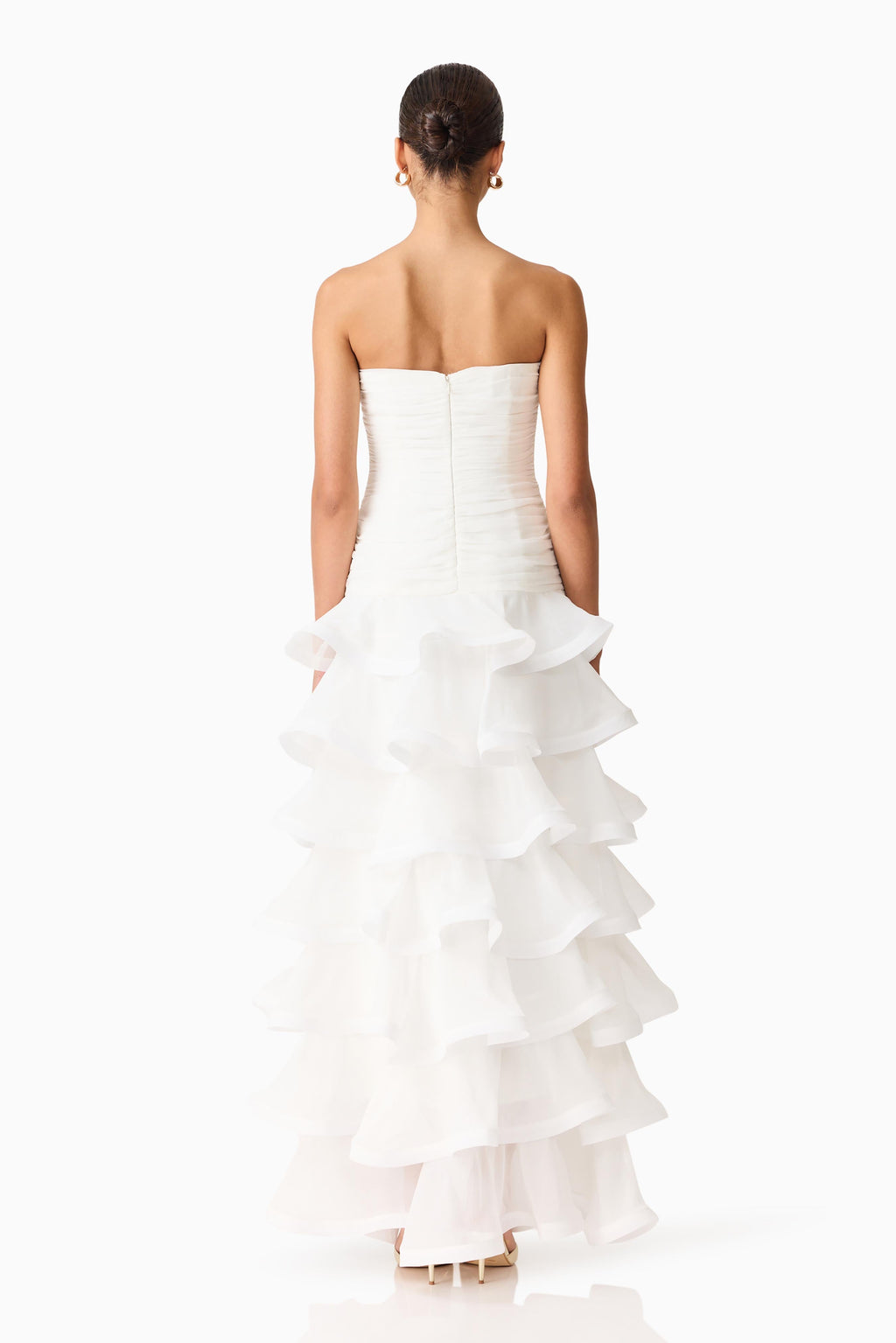 Evelin Tiered Gown in White