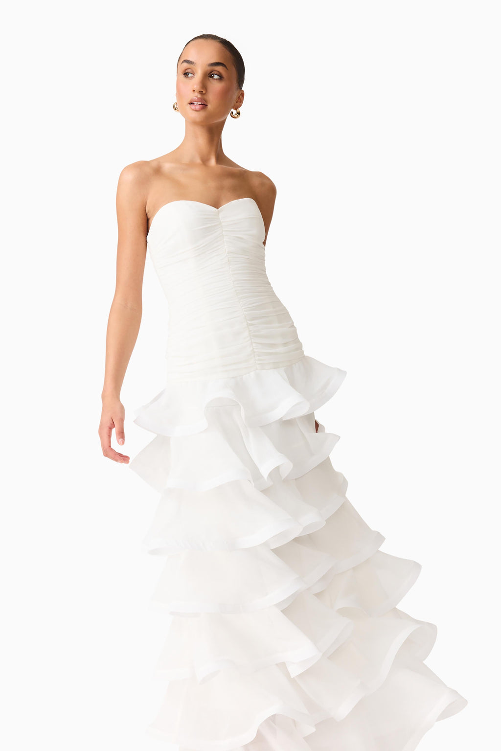 Evelin Tiered Gown in White