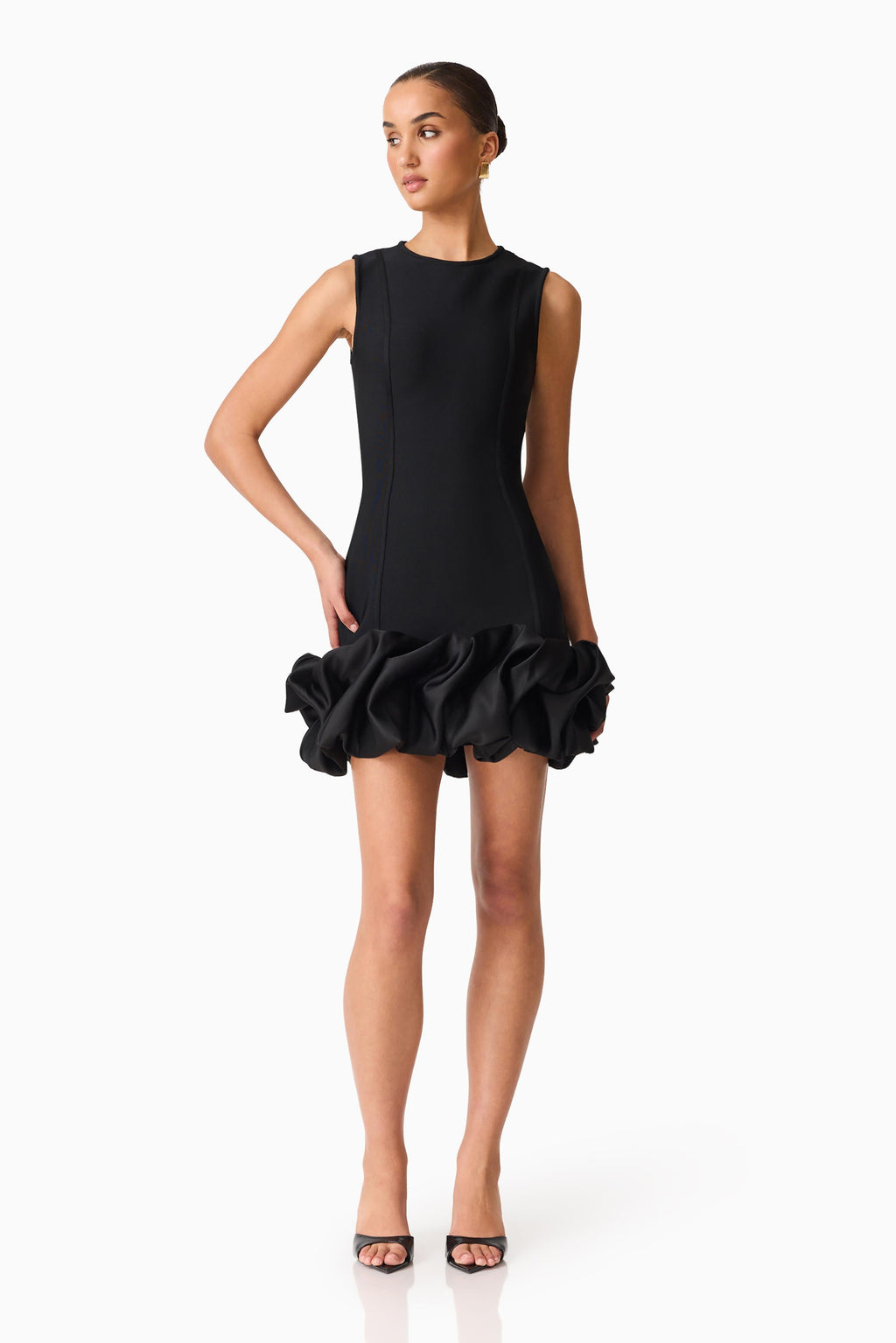 Celia Bubble Mini Dress in Black