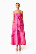 Lorena Jacquard Strapless Gown in Pink