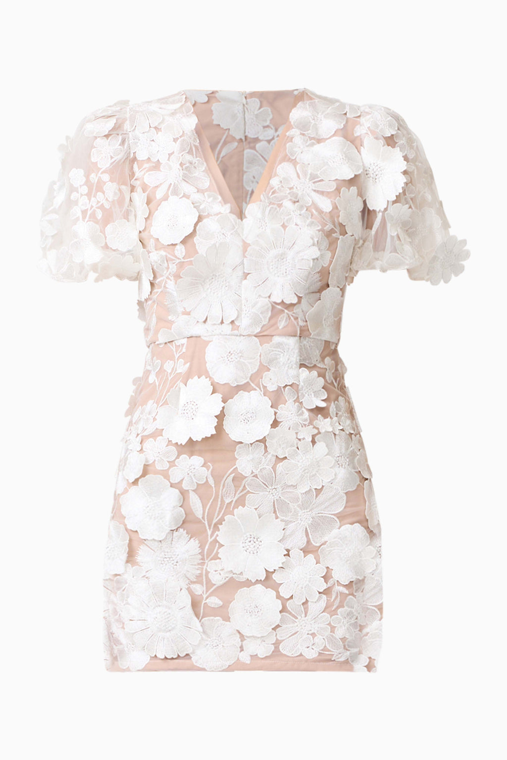 Zayla 3D Floral Mini Dress in White
