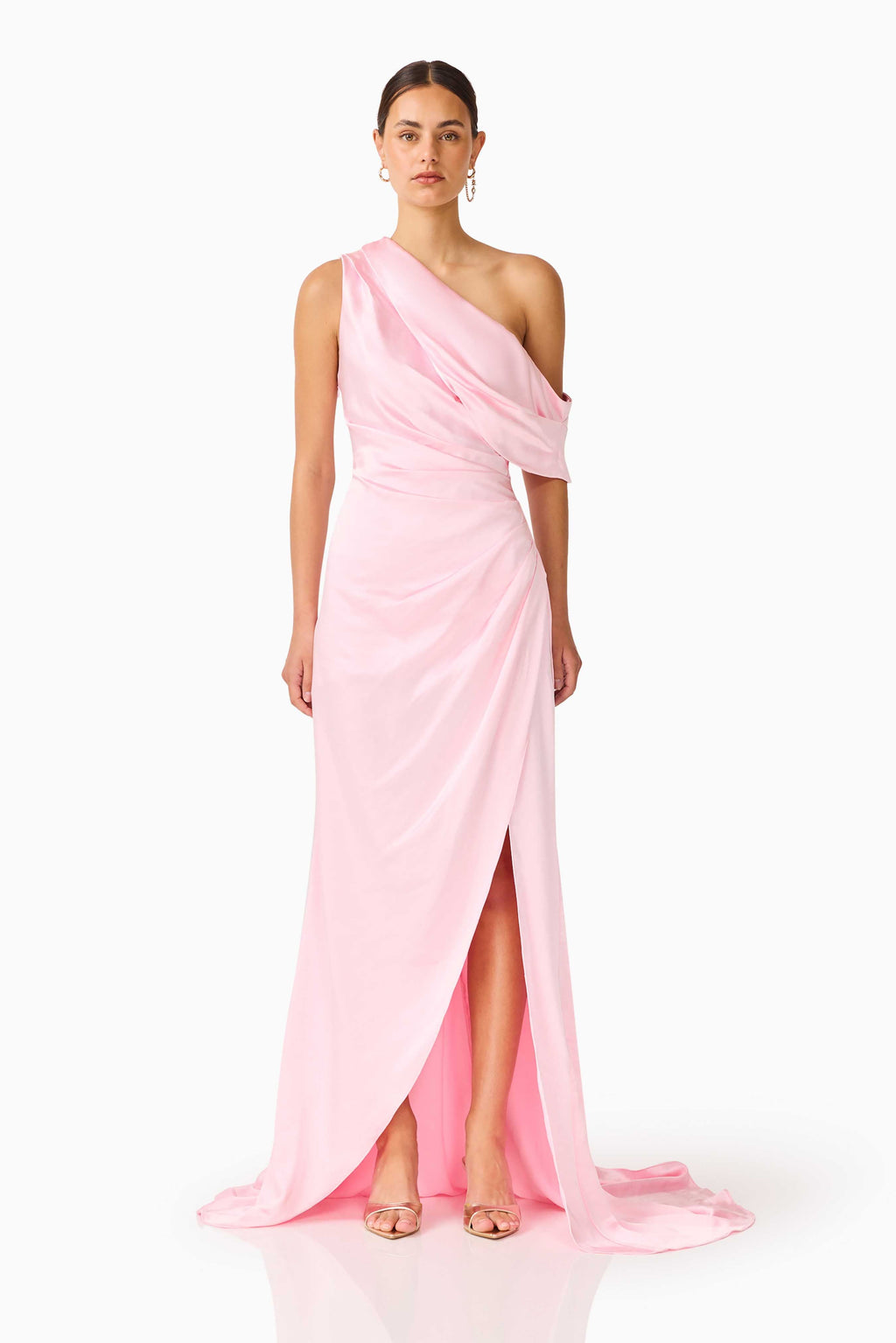 Isadora Off The Shoulder Gown in Pale Pink