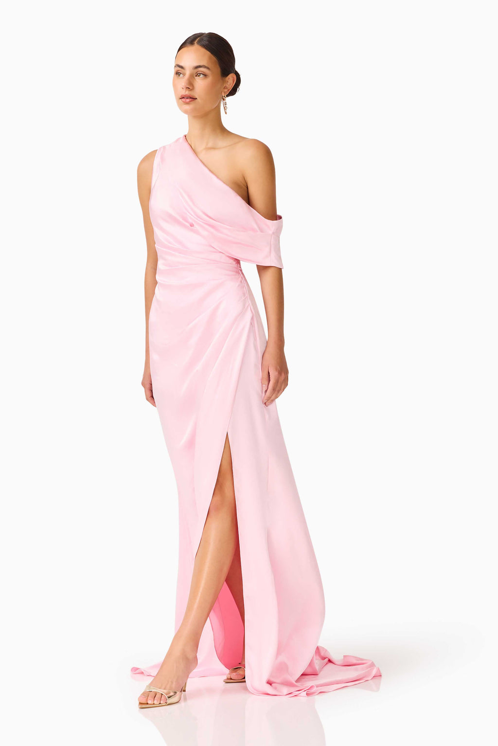 Isadora Off The Shoulder Gown in Pale Pink