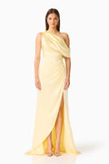 Isadora Off The Shoulder Gown in Butter Yellow