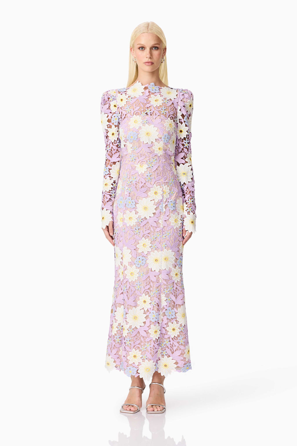 Sigrid Long Sleeve Midi Dress in Purple