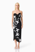Ilaria Sweetheart Midi Dress in Black