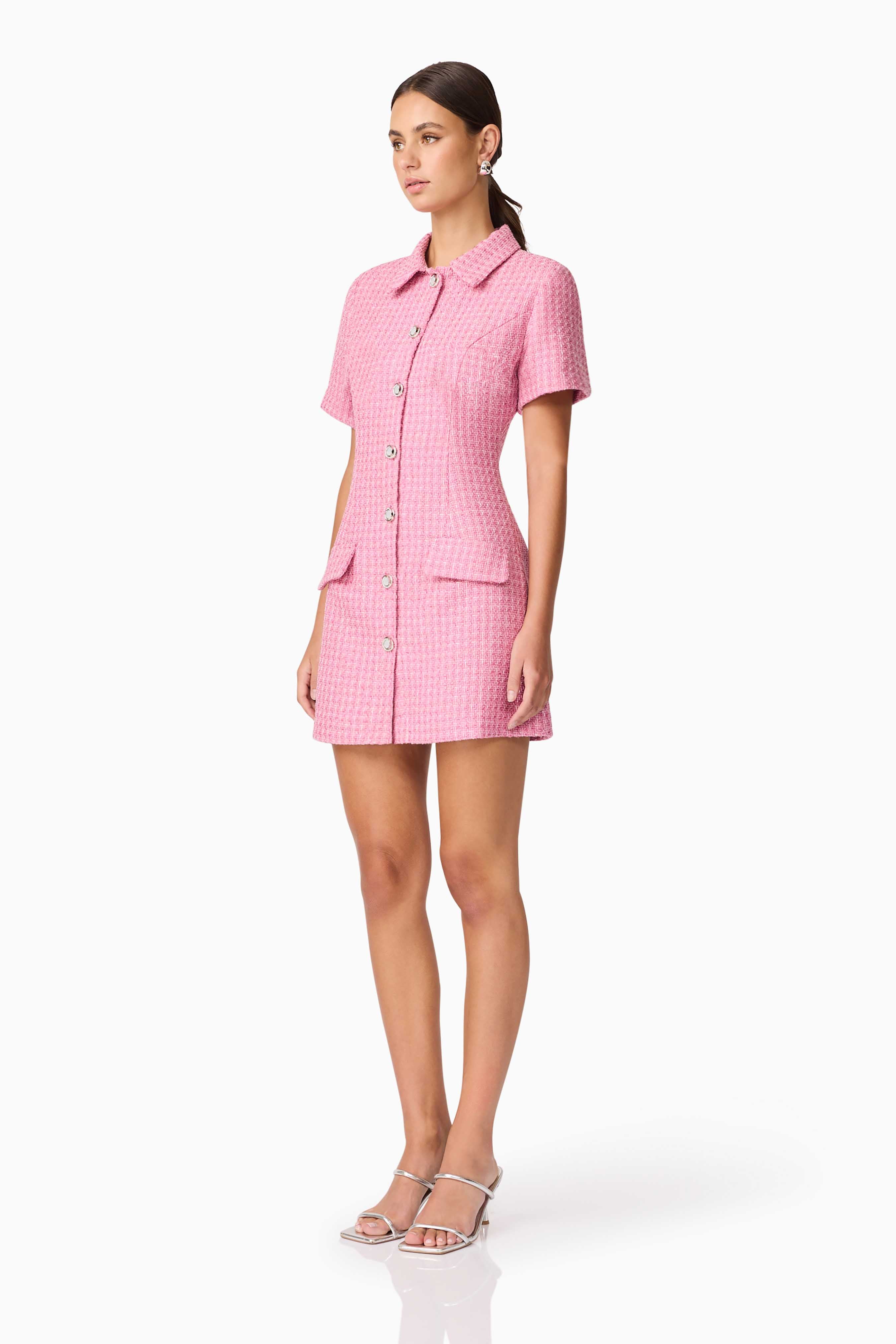 Alia Short Sleeve Mini Dress in Pink