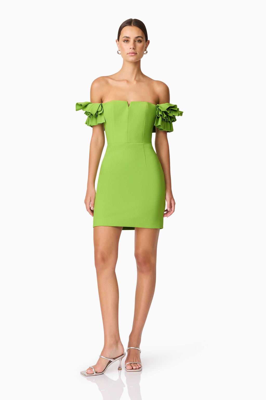 Nola Off The Shoulder Mini Dress in Green