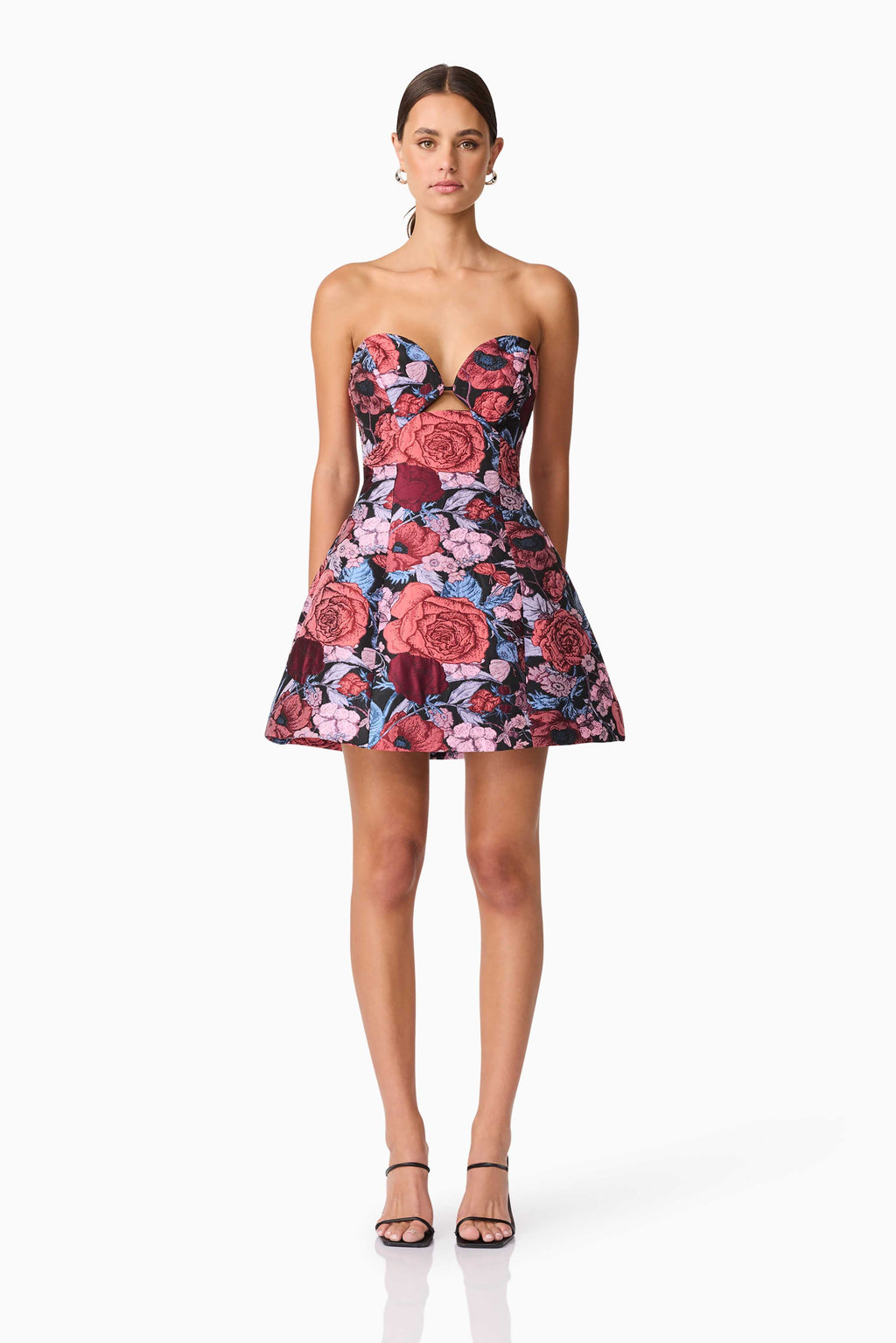Delphine Tulip Mini Dress in Pink & Black Floral